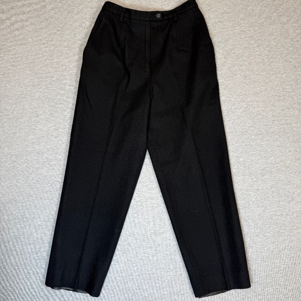 Pendleton Black Pant 100% Virgin Wool Flat Front Elastic Back Waist, Size 8P
